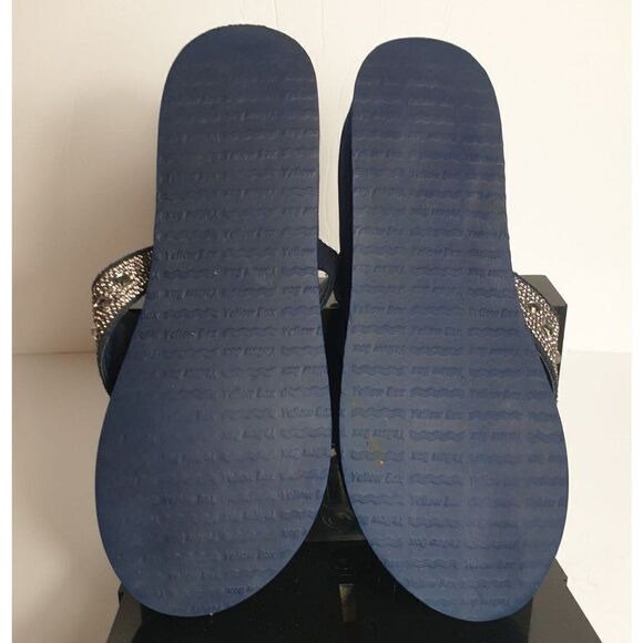 Yellow Box Women's Silver Embellished Blue Leather Slides Sandals size 10 - Picture 7 of 7